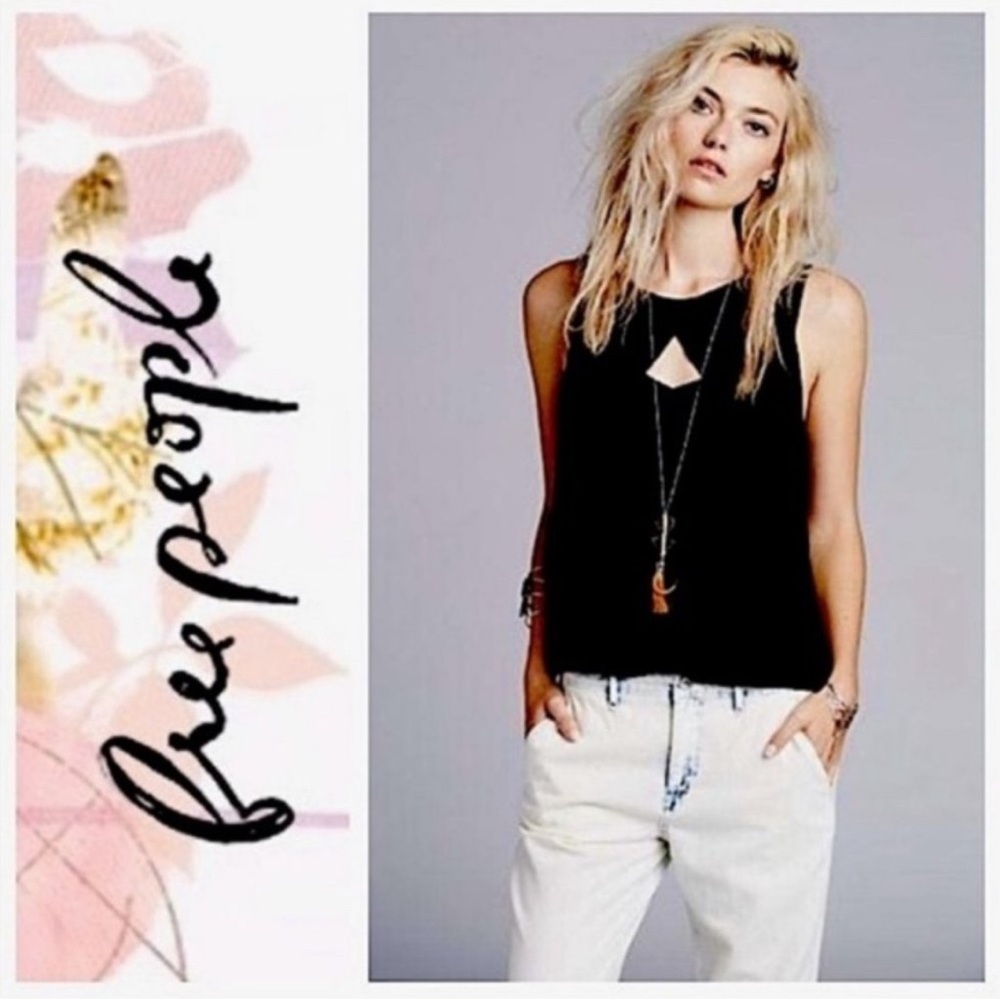 FREE PEOPLE Keyhole Look Through Sleeveless Blouse‎ Tank Top | Small